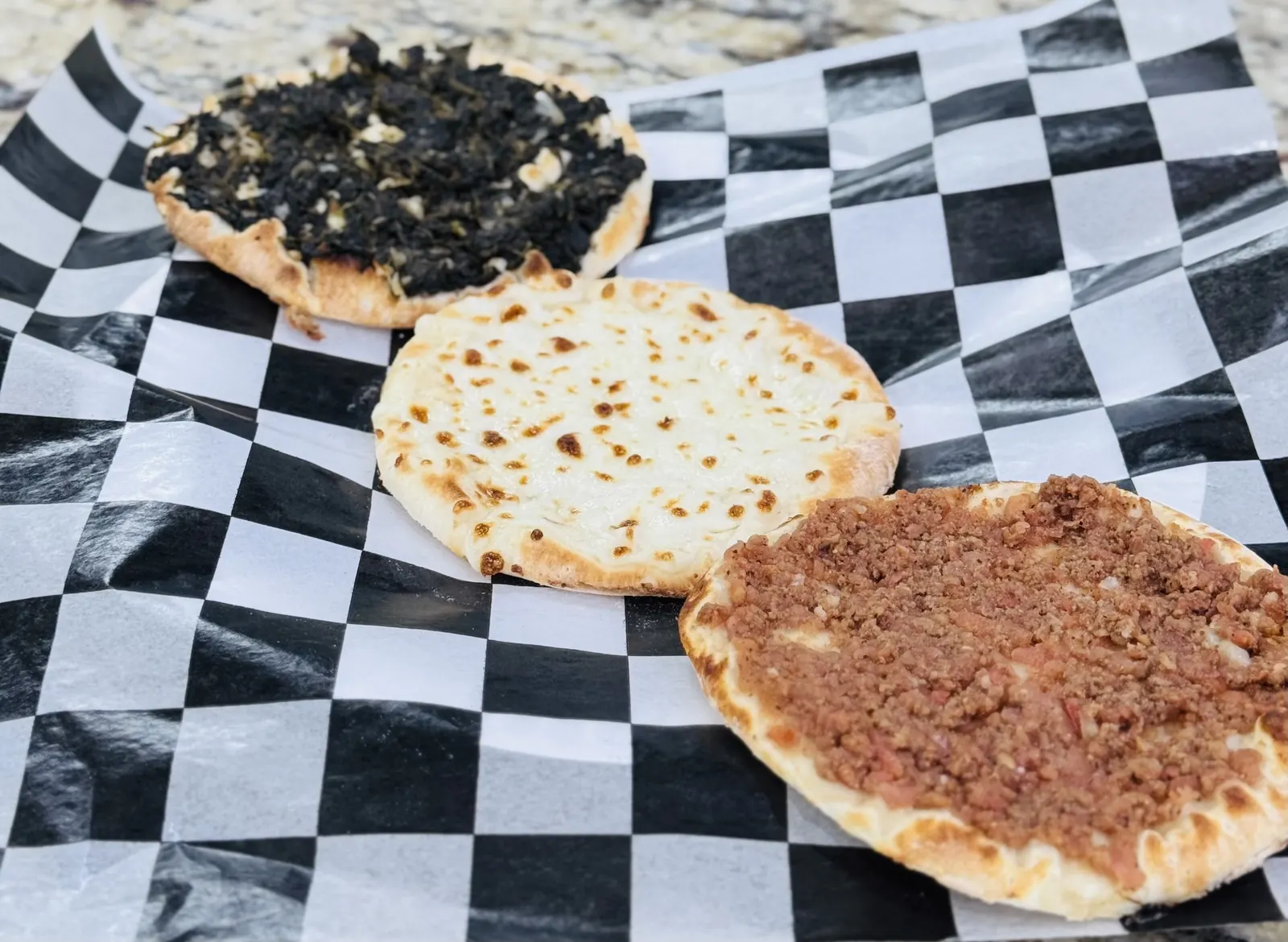 Flatbreads fresh from the oven on the Wooden Bakery counter